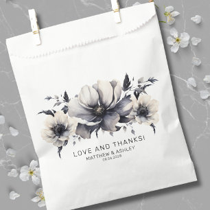 Elegante moderne schwarze weiße Blumenhochzeit Geschenktütchen