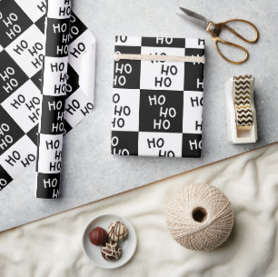 Elegante moderne schwarze weiße Typografie Weihnac Geschenkpapier