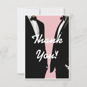 Elegante moderne schwule Hochzeit in Rosa Dankeskarte