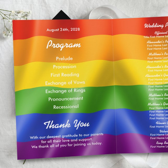 Elegante moderne schwule Hochzeit Regenbogen Foto Programm (Von Creator hochgeladen)