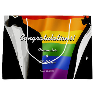 Elegante moderne schwule Hochzeit Regenbogen Große Geschenktüte