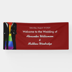 Elegante moderne schwule Hochzeit Regenbogen Willk Banner