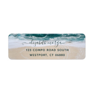 Elegante moderne Script Beach Ocean Rücksendeadres