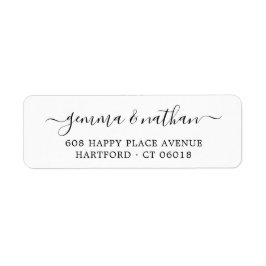 Elegante moderne Script Black Wedding Rücksendeadr