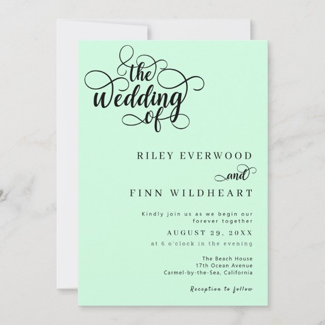 Elegante, moderne Script-Hochzeit Einladung (Vorderseite)