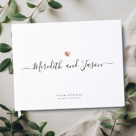 Elegante Moderne Script Rose Gold Foto Hochzeit Gästebuch