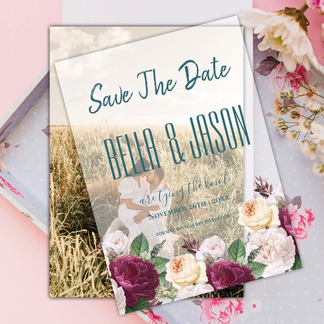 Elegante moderne Script Typografie Floral Wedding (Elegant Modern Script Typography Floral Wedding Vellum Invitations)