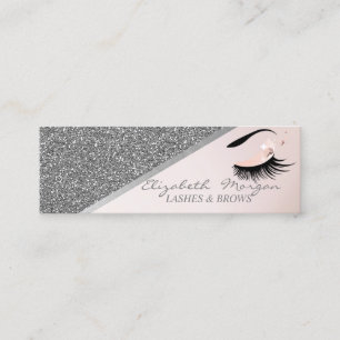 Elegante moderne Silber-Glitter, falsche Wimpern Mini Visitenkarte