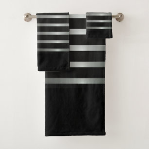 Elegante moderne Silberstreifen am Schwarzen Meer Badhandtuch Set