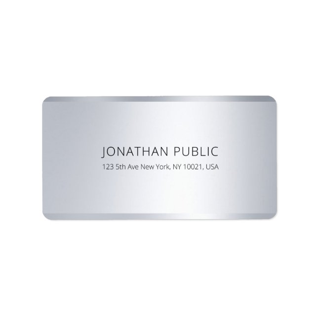 Elegante moderne Silver Custom Simple Chic Address Adressaufkleber (Vorne)