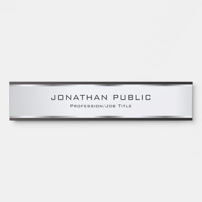 Elegante moderne Silver Template Trendy Custom Türschild (Vorderseite )