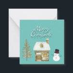 Elegante moderne Skripte Grafik Winter Snowman bla Mitteilungskarte<br><div class="desc">Elegante moderne Script Grafik Winter Snowman Blue Weihnachtskarte.</div>
