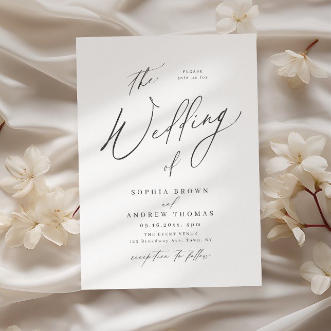 Elegante, moderne skriptminimalistische Hochzeit Einladung (Elegant modern script minimalist wedding invitation)