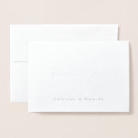 Elegante moderne SkriptWedding Danke Silver