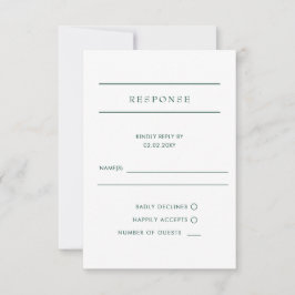 Elegante Moderne Smaragdgrüne Hochzeit RSVP Karte