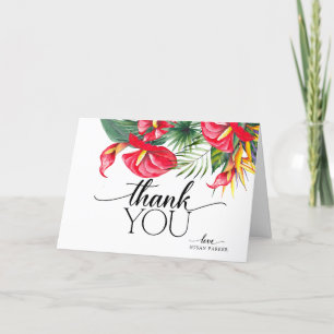 Elegante moderne Sommer-Tropen-Blumen Dankeskarte