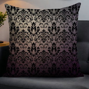 Elegante moderne strahlende Damaskus Dunkle Lila F Kissen