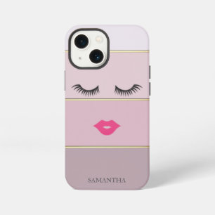 Elegante moderne Streifen, Wimpern, Lippen - Perso iPhone 13 Mini Hülle