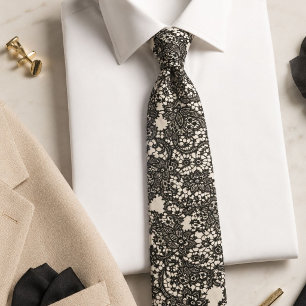 Elegante Moderne Stylische Vintage Beige Schwarze Krawatte