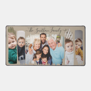 Elegante moderne Taupe 5 Fotos und Familienname hi Schreibtischunterlage