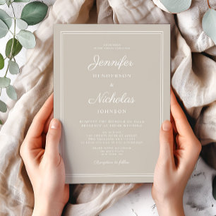 Elegante Moderne Taupe SkriptWedding Einladung