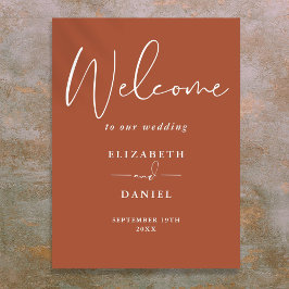 Elegante Moderne Terracotta Hochzeitsfeier Poster