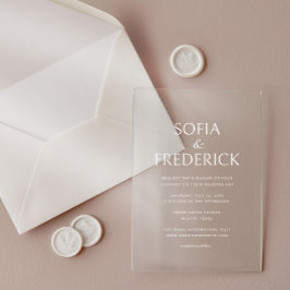 Elegante moderne transparente weiße Schrift Acryleinladungen