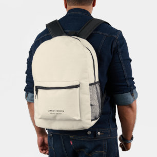 Elegante moderne Typografie Beige Personalisierter Bedruckter Rucksack