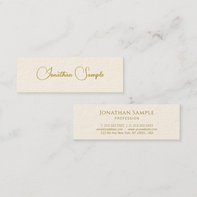 Elegante, moderne Typografie, Gold Look Text Templ Mini Visitenkarte (Vorne/Hinten)