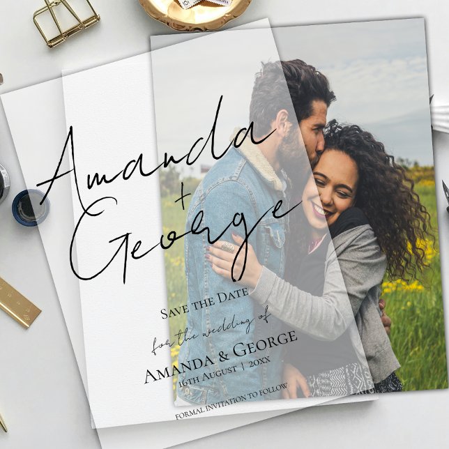 Elegante moderne Typografie Hochzeit retten das Da (Elegant Modern Typography Wedding Save the Date Vellum Invitations)