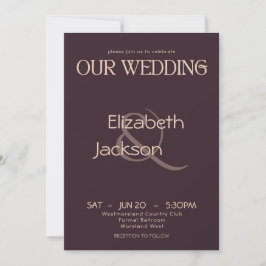 Elegante moderne Typografie Plum Noir Hochzeit Einladung