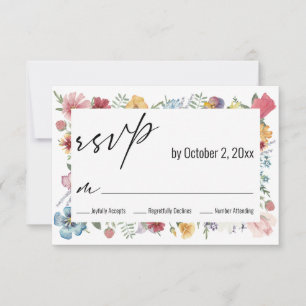 Elegante moderne Typografie-Wildblume RSVP Karte