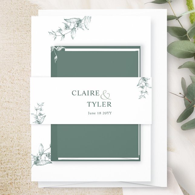 Elegante, moderne und minimale Grüne Hochzeit Einladungsbanderole (Von Creator hochgeladen)