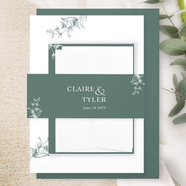 Elegante Moderne und minimale grüne Hochzeit Einladungsbanderole (Von Creator hochgeladen)