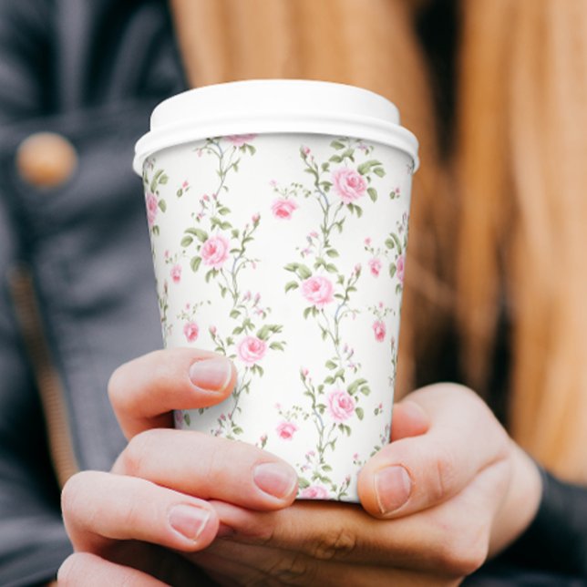 Elegante Moderne Vintage Rose Pappbecher (Von Creator hochgeladen)