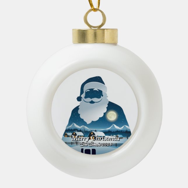 Elegante Moderne Vintage Weihnachten Keramik Kugel-Ornament (Vorderseite)