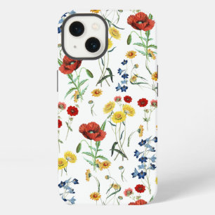 Elegante moderne Vintage-Wildblumen Mohn Gänseblüm iPhone Hülle