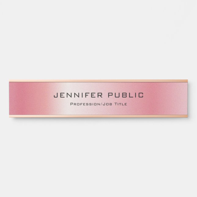 Elegante moderne Vorlage Trendy Glamour Rose Gold Türschild (Vorderseite )