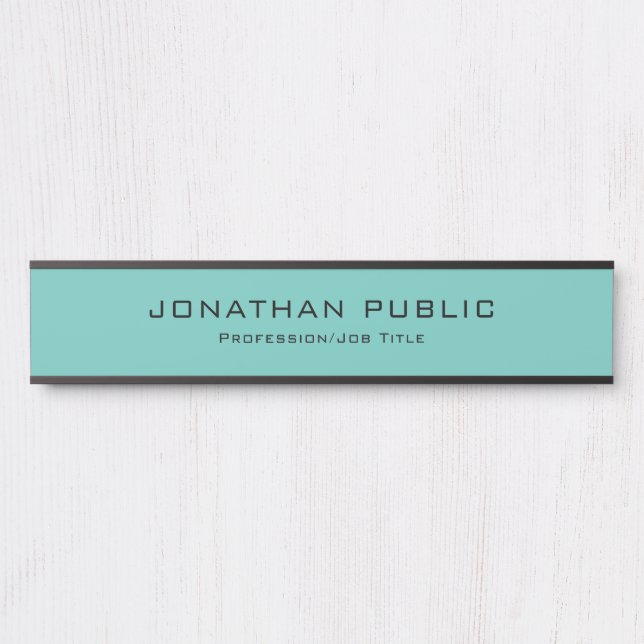 Elegante moderne Vorlage Trendy Light Aquamarin Be Türschild (Vorderseite )
