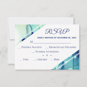 *~* Elegante Moderne Wasserfarbe Aquamarine UAWG H RSVP Karte