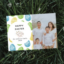 Elegante moderne Wasserfarbe Eier Frohe Ostern Fot