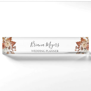 Elegante moderne Wasserfarbe Herbst-Blumen Geschäf Namensplakette