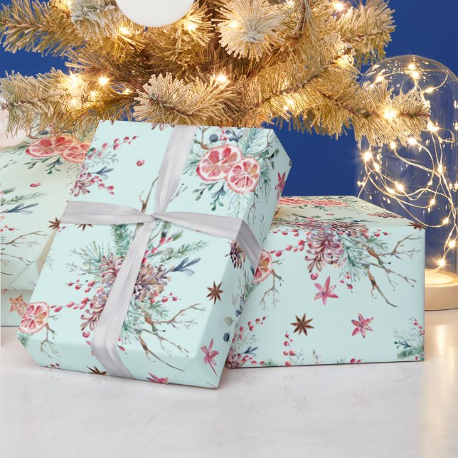 Elegante Moderne Wasserfarbe Wintermuster Weihnach Geschenkpapier (Feiertage)