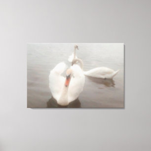 Elegante moderne Wasserfarben Kunst Schwäne an der Leinwanddruck