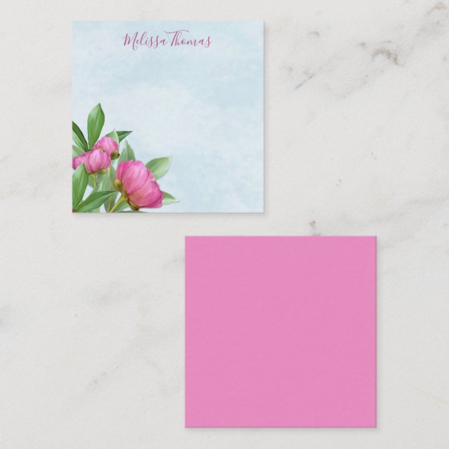 Elegante Moderne Wasserfarben Rosa Blüten Mitteilungskarte (Vorne/Hinten)
