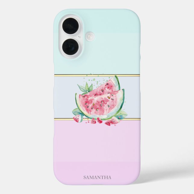 Elegante Moderne Wassermelone iPhone 16 Hülle (Rückseite)