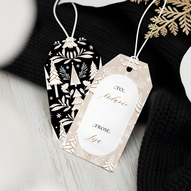 Elegante Moderne Weihnachten Geschenkanhänger (Elegant Modern Christmas Evergreen Trees & Floral Gift Tags)