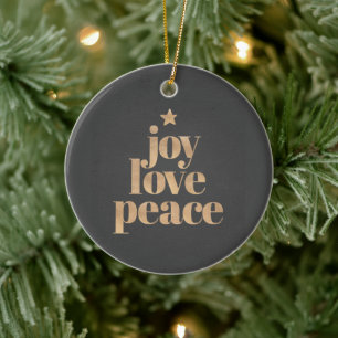 Elegante moderne Weihnachten mit Freude, Liebe und Keramik Ornament