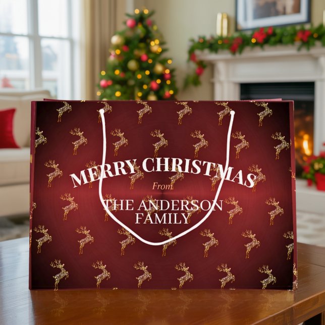 Elegante Moderne Weihnachten mit Roten und Goldmed Große Geschenktüte (Von Creator hochgeladen)