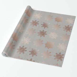 Elegante moderne Weihnachten| Rose Goldschneeflock Geschenkpapier
